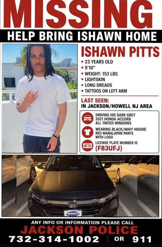 Ishawn Pitts, Missing Jackson Township, NJ, Support the search, offering a $1,000